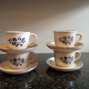 4 Vintage Pfaltzgraff Cups and Saucers